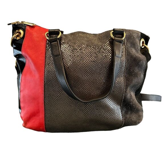 HAMMITT LA Handbag Hobo Tote Gray Black Red Leather Suede Large Purse RARE Style - Picture 4 of 16